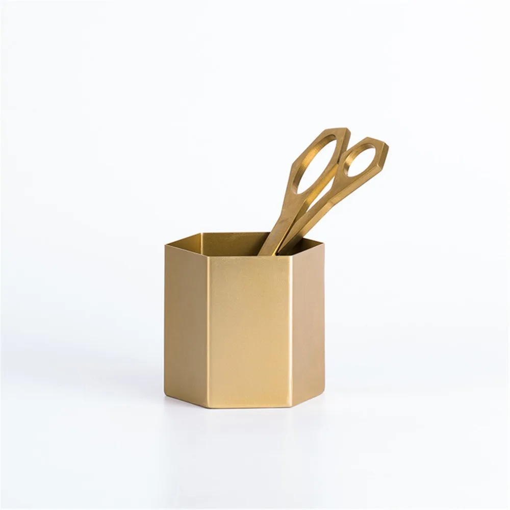 

Iron Hexagon North European Style Shape Flowerpot Tabletop Artistic Kitchenware Storage Box Dry Flowers Home Decorative