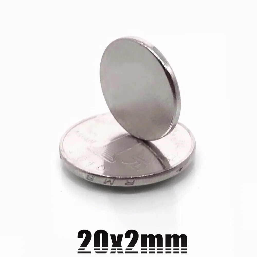 10 шт. 20x2 мм N35 Супер сильный 20 мм x 2 мм мощный диск Круглый Магнит Редкоземельные Постоянные неодимовые магниты 20*2