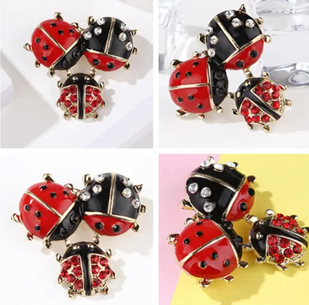 Cute Brooch Handmade Oil Insect Ladybird Fashion Animal Rhinestone Female Jewelry | Украшения и аксессуары
