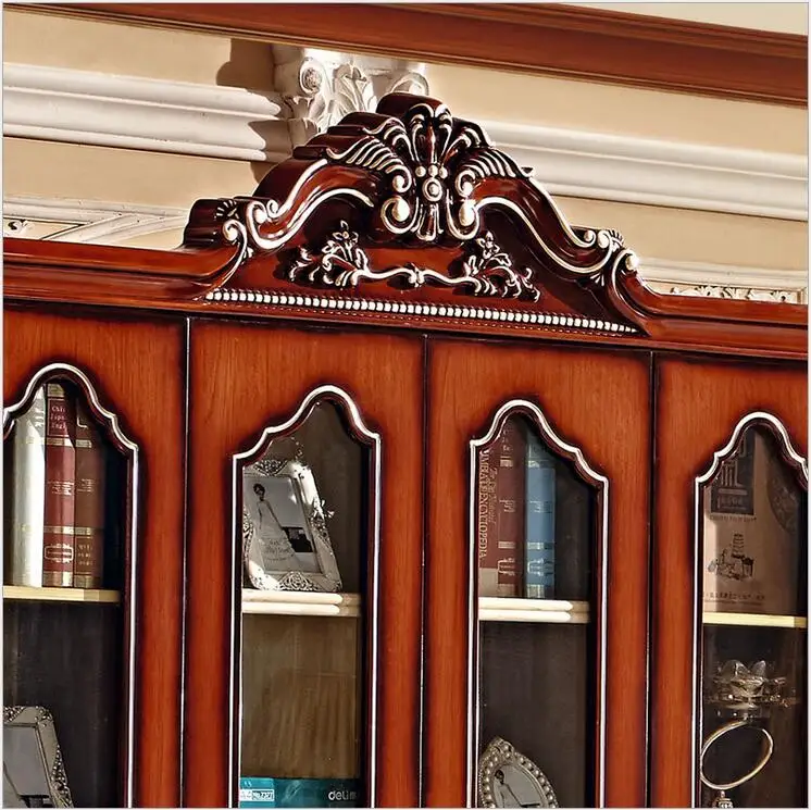 النمط الأمريكي الخشب الصلب 1.8 متر مزيج كبير خزانة الملون الصقيل أربعة أبواب خزانة pfy4004