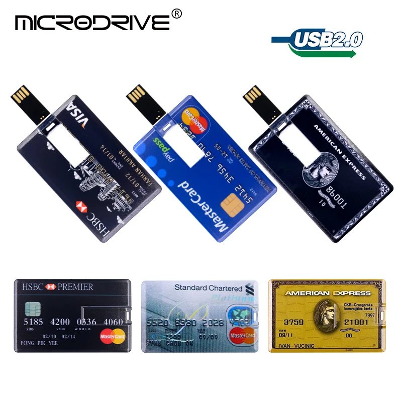 Кредитные карты Master visa, HSBC, американский экспресс, USB флеш-накопитель, 64 ГБ, 32 ГБ, 8 ГБ, 16 ГБ, usb карта, карта памяти, флешка