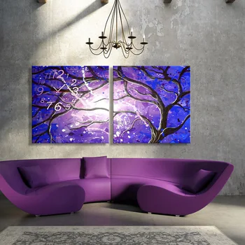 

Free Shipping E-HOME Flash Tree Clock in Canvas 2pcs wall clock
