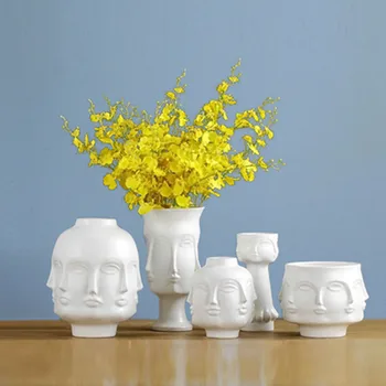 

Ladies Face Head Planter Vase For Flower Human Face Flower Vase Succulent Pot Garden Ornament White Ceramic Craft X1660