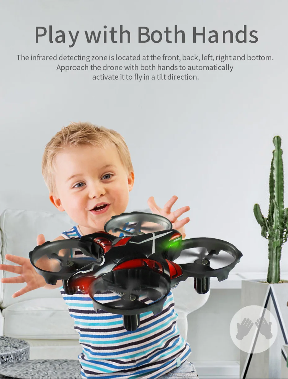 JJRC H56 Mini Drone, the infrared detectingzone islocated at the front