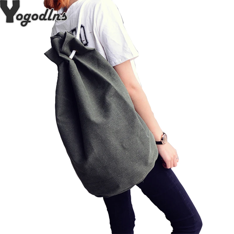 

New Korean Canvas Backpack Large Drawstring Bucket Bag Soft Healthy Materials Knapsack For All Ages Casual Shopping Bag