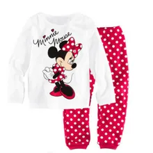 Children Clothes Fashion Sweet Minnie Mickey Mouse Dot Kids Girls Love Nightwear Pajamas Sleepwear Suit