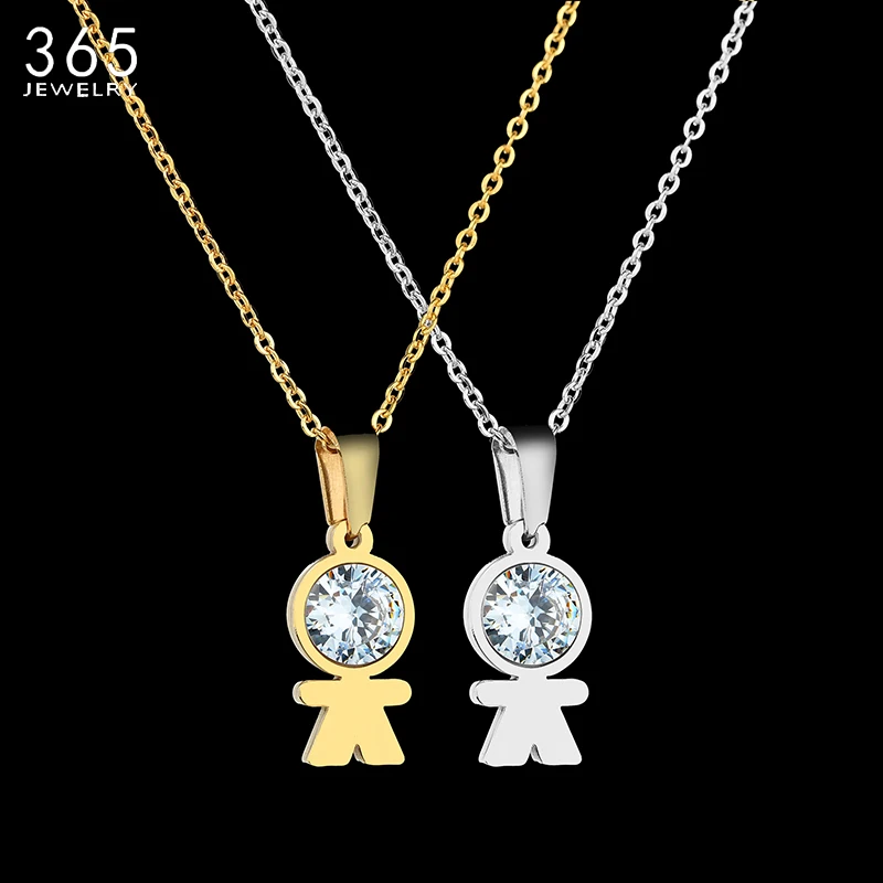 Buy Factory Wholesale CZ Stone Little Boy Pendant Necklace Gold Color Simple