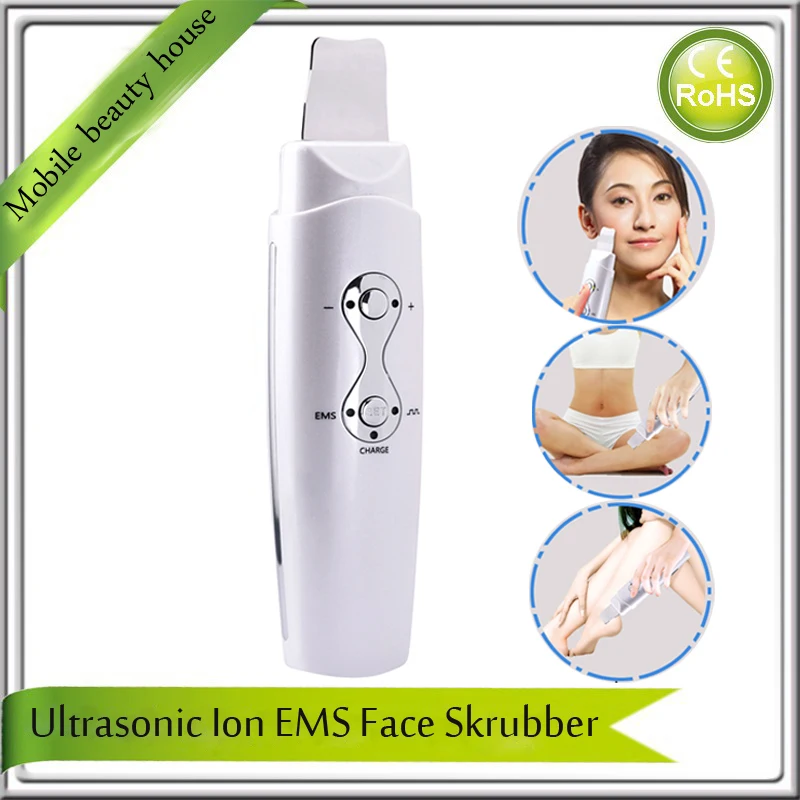 USB Rechargeble EMS Skin Lifting Rejuvenation Ultrasonic Galvanic Ion Skin Cleaning Cleaner Scrubber Peeling Massager Machine
