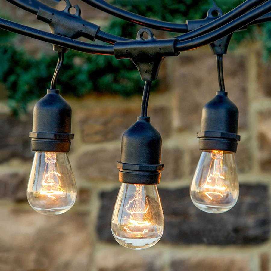 10 PCS SOLAR VINTAGE LONG EDISON BULB LIGHT WARM WHITE STRING WEDDING PARTY XMAS