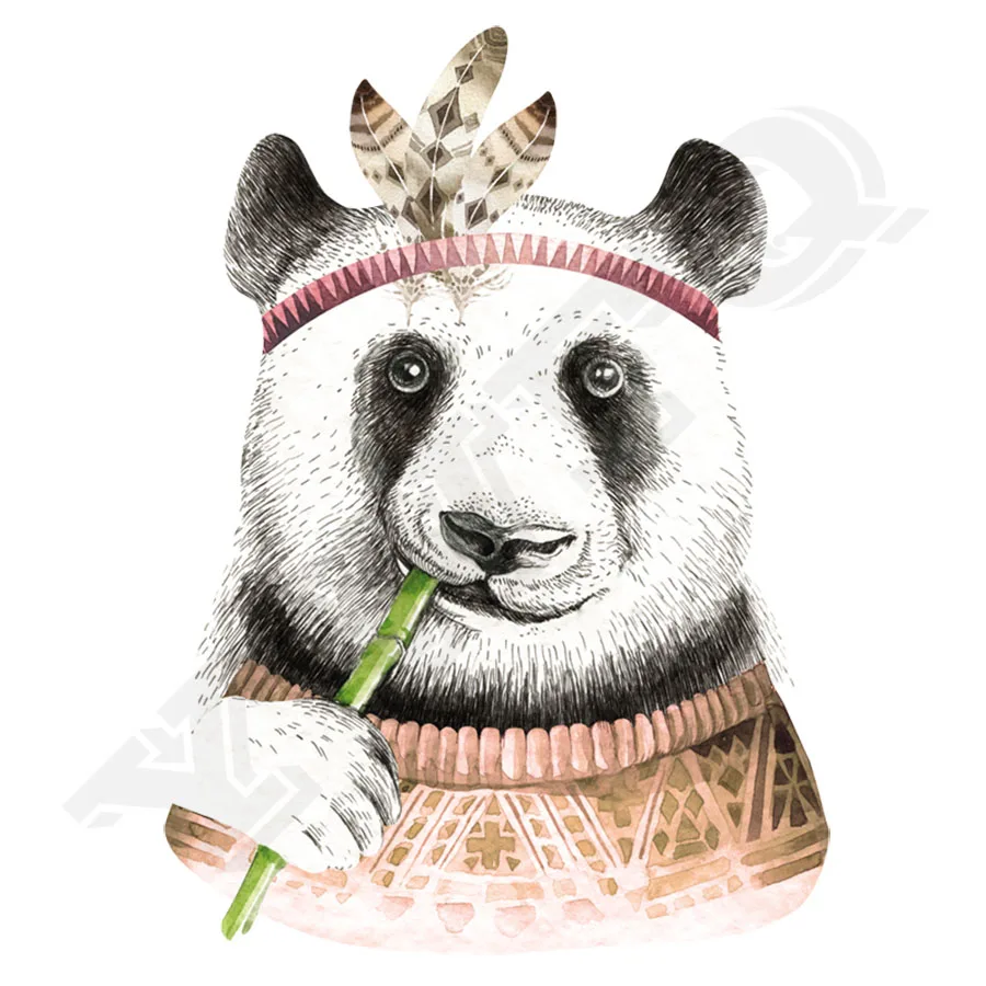 Cool Iron-On Clothing Patches Panda Eat Bamboo Stickers For Kids Diy Applique For Clothes Appliques Badge Fabric Patch1 (1)