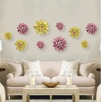 

big ceramic Peony decorative wall flower dishes porcelain decorative plates vintage home decor handicraft crafts room decoration