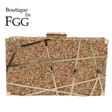 Boutique De FGG женские блестящие вечерние сумки, металлические клатчи на цепочке, сумка через плечо, женские вечерние клатчи