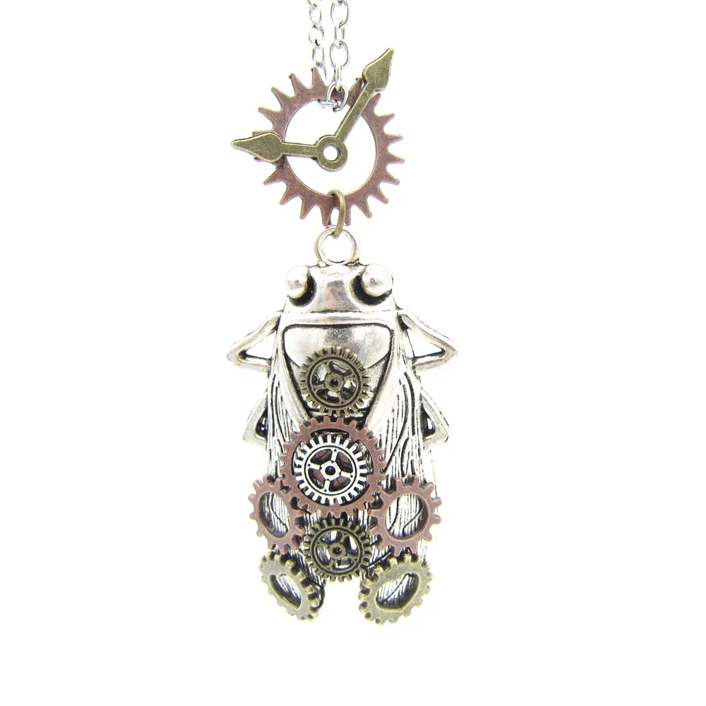 Дизайн Цикада с маленькими шестеренками на спине древнее ожерелье в стиле стимпанк ювелирные изделия