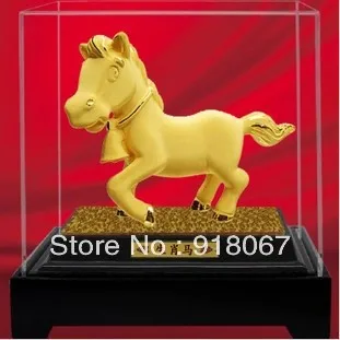 

YZ-F01 24K gold plated gold-filled metal Art cute Horse figurine High collect souvenir for Bussiness gift & Indoor decoration