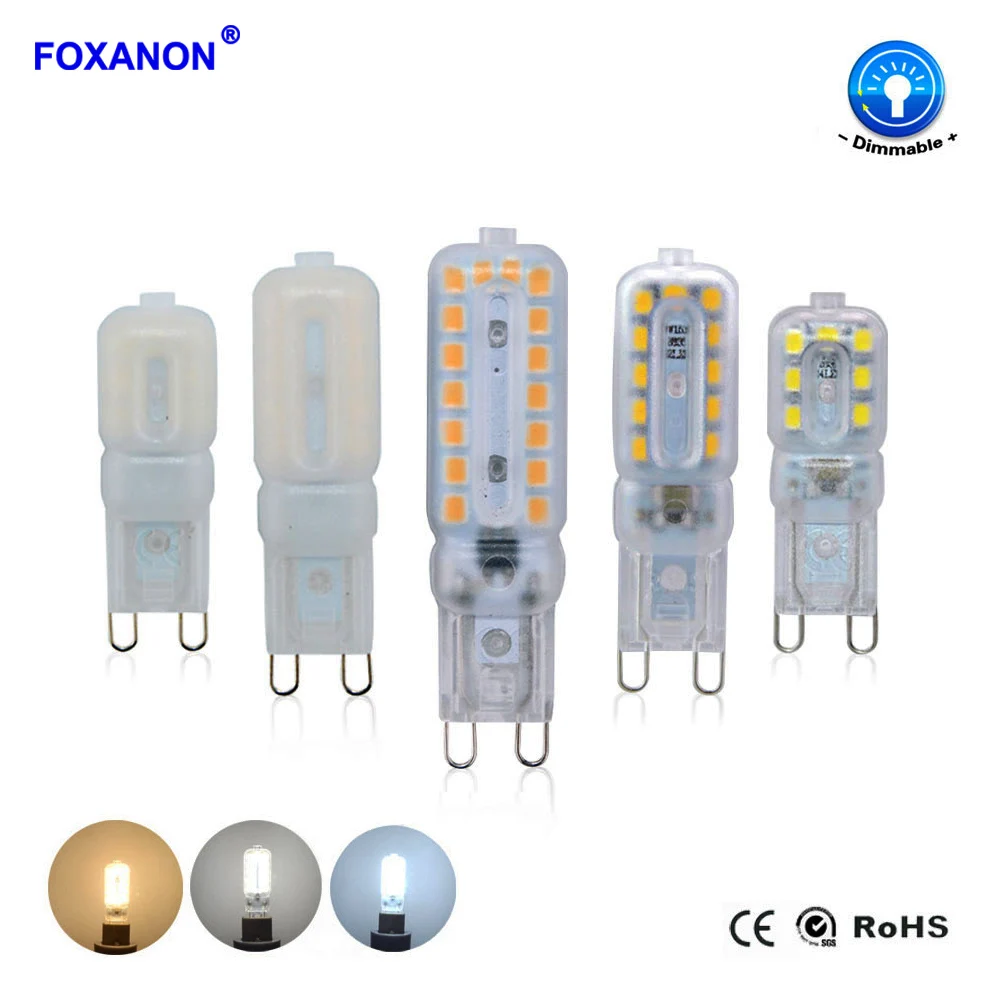 Foxanon лампада светодиодный G9 светодиодный светильник 5 W 7 W 9 W мини-Светодиодная лампа света AC 220 V 110 V SMD2835 люстры Замена галогеновым лампам