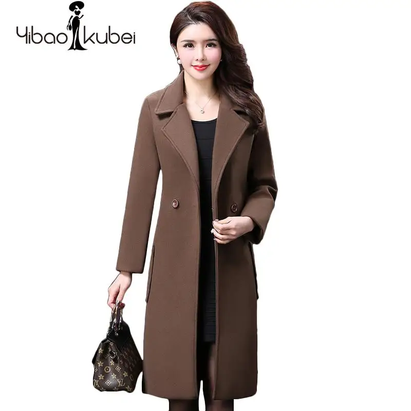 2018 Long Brown Elegant Coat Womens Wool Coats Winter
