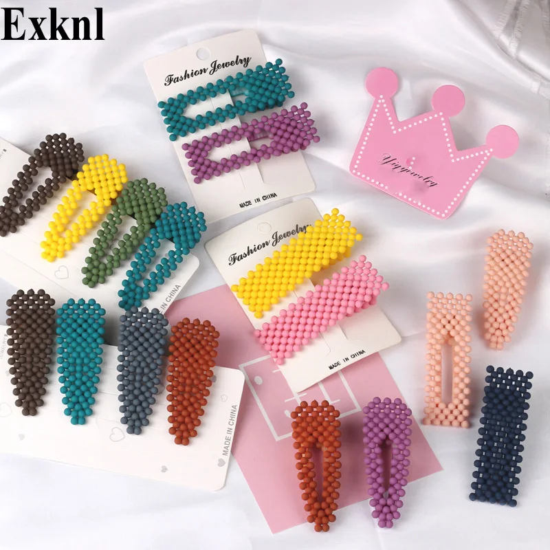 

Exknl Brand Korea Fashion Hairpins Beads Hair Clips Barrettes Wedding Hairwear For Women BB Accessory Hairgrips 2019 Jewelry