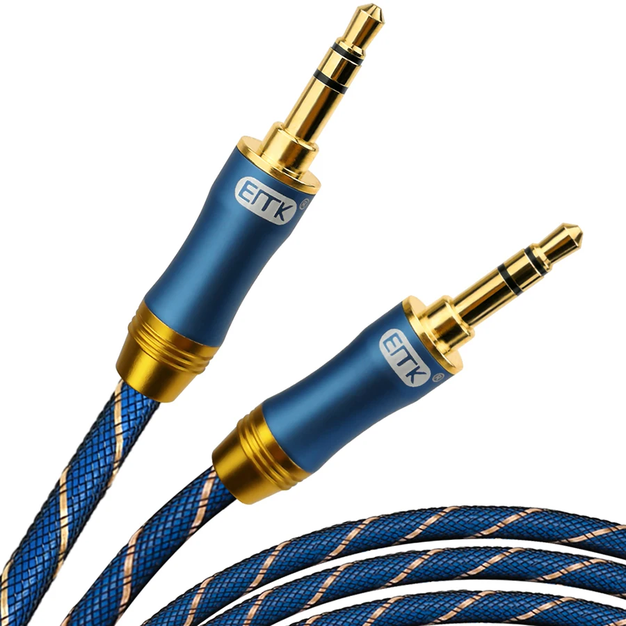 AUX Cable EMK Aux Cord [Copper Shell, Hi-Fi Sound] 3.5mm Audio Cable Headphone Cable Auxiliary Cable for Car Home Stereo, iPhone, iPod, iPad, Echo Dot, Sony, Beats (1)