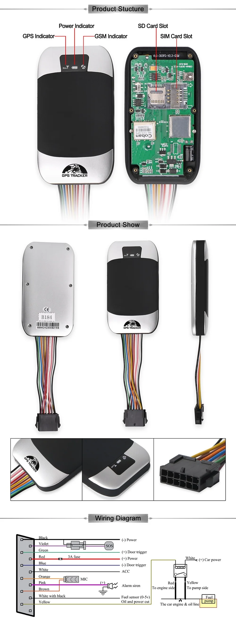 GPS Tracker Car Waterproof Cut Off Oil Power Data Logging Tracking Device Vehicle Tax Truck GPS303F TK303F Geo-fence SOS Alarm mini gps tracker