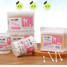 Практичный 100/500 шт двухголовый ватный тампон профессиональный медицинский красоты паста для носа Чистящая палочка деревянная ручка макияж инструменты