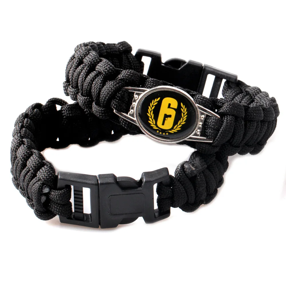 

black Rainbow Six Siege FPS Cosplay bracelet hand knitted Gothic Punk pendant bracelet unisex