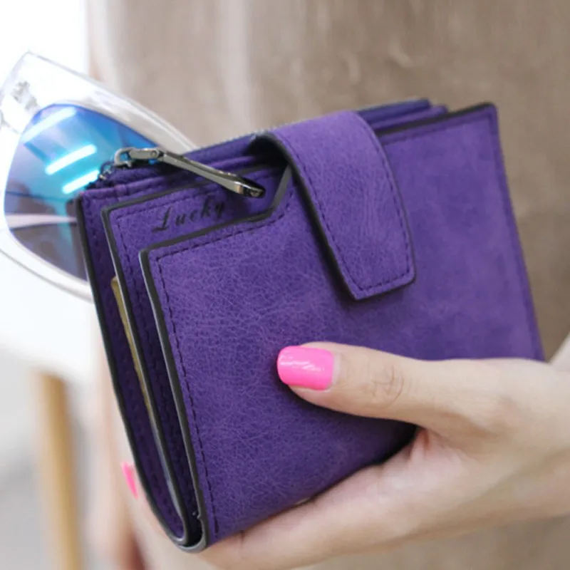 

Matte Leather Small Women Wallet Luxury Brand Womens Mini Wallets And Purses Coin Female Coin Purse Credit Card Holder