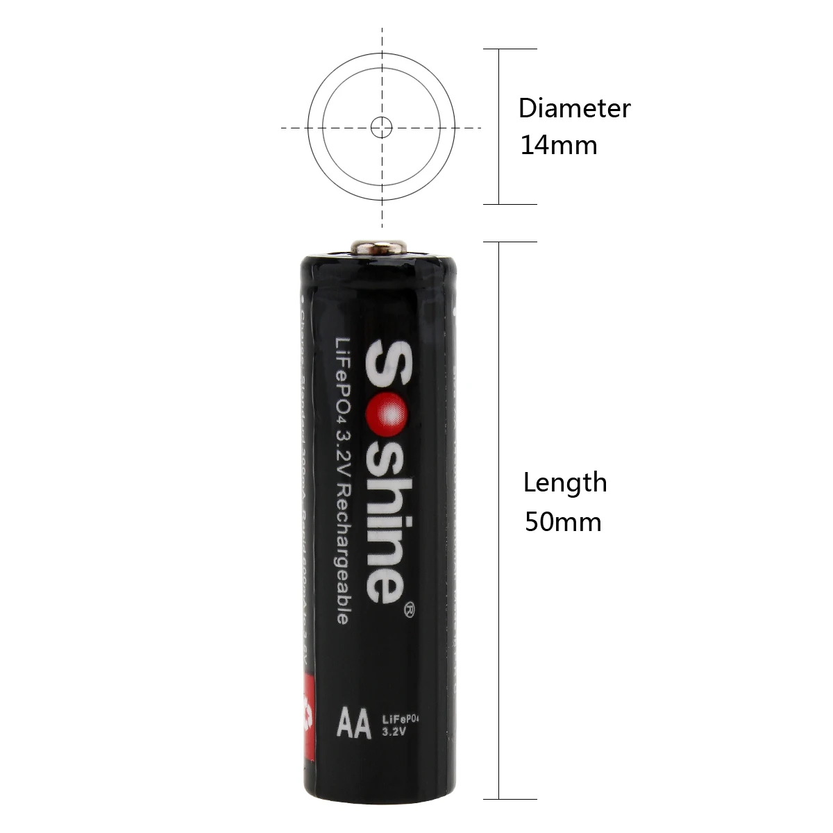 4 шт./лот Soshine 3 2 В LiFePO4 аккумулятор AA 14500 аккумуляторная батарея с защитой высокого