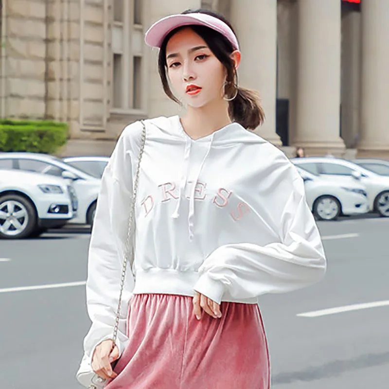 Ulzzang Harajuku Kawaii Cropped Top Hoodies Women Fall 2018 Korean