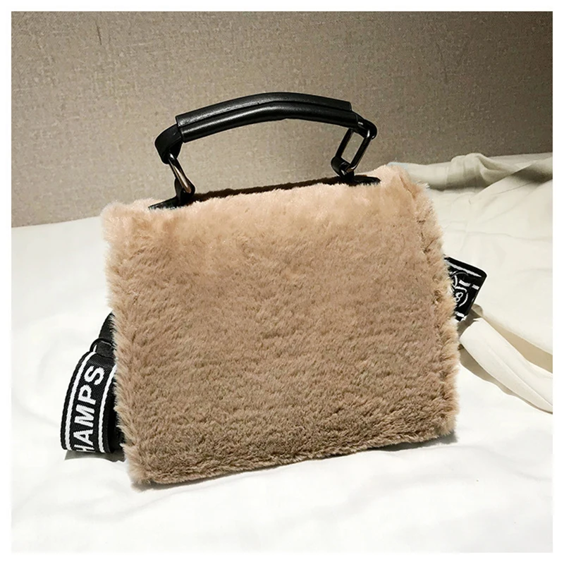 Winter Women New Hairy Bag Tote Shoulder Satchel Bags Korean Small Square Broadband Turn Lock Warm Plush Sweet for Girls SS3507 (8)