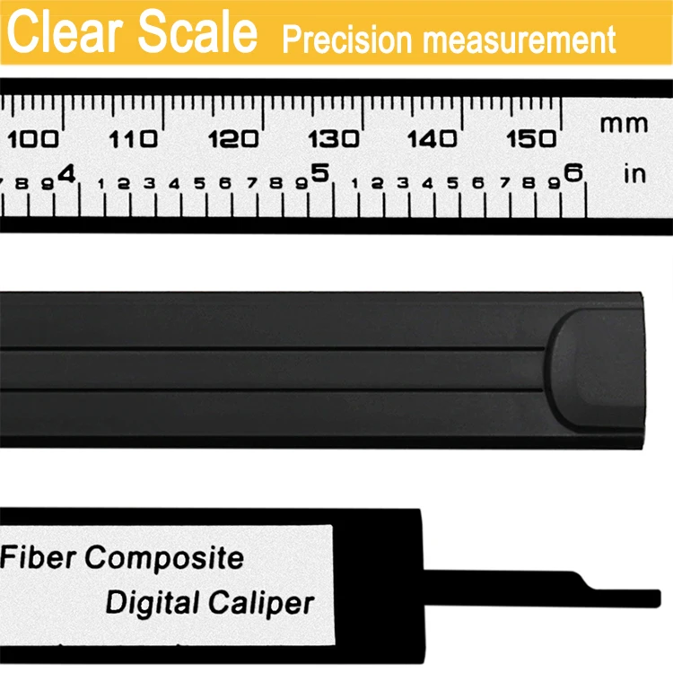 0-150 мм Цифровой штангенциркуль из углеродного волокна питание от солнечной энергии
