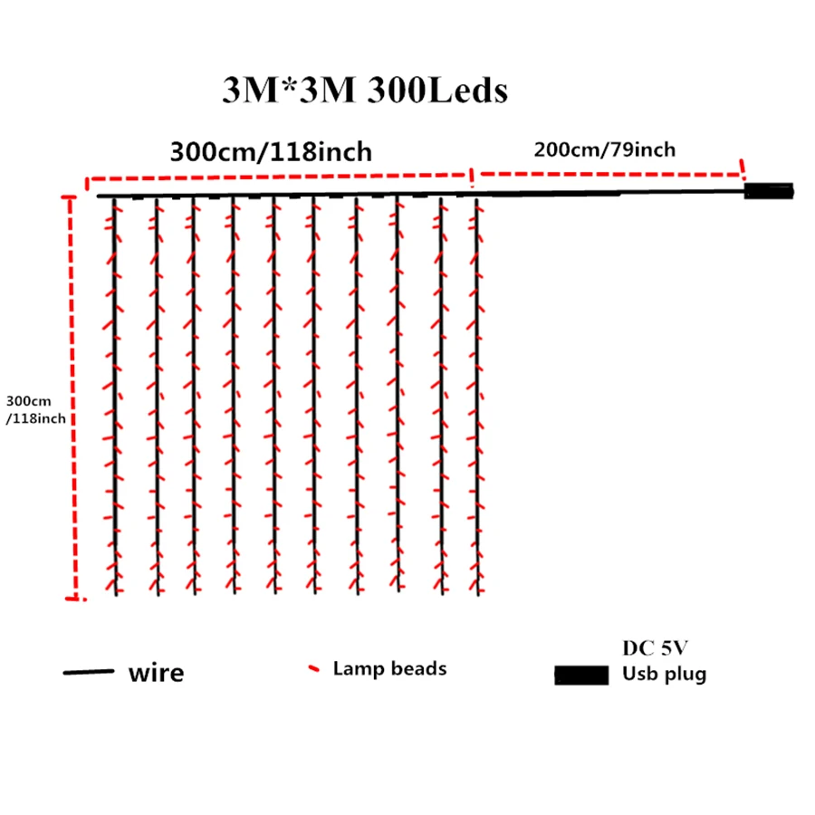 AIFENG-3Mx3M-300Led-Curtain-Light-Silver-Copper-Wire-Fairy-Light-Christmas-Garland-Wedding-Party-Holiday-Decor