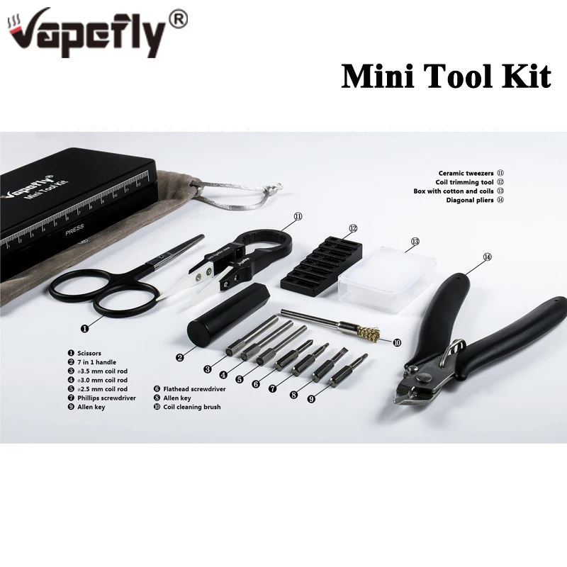 

Original Vapefly Mini Tool Kit Portable Coil Trimming Tool Tweezer screwdriver E Cigarettes DIY Tools for RTA RDA RBA Tank Vape