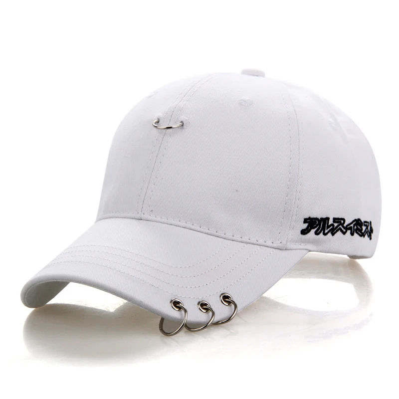 

2019 Fashion Simple Black Baseball Cap with Rings Spring Summer For Men Women Hip Hop Sports Sunshade Cotton Duck Tongue Hat