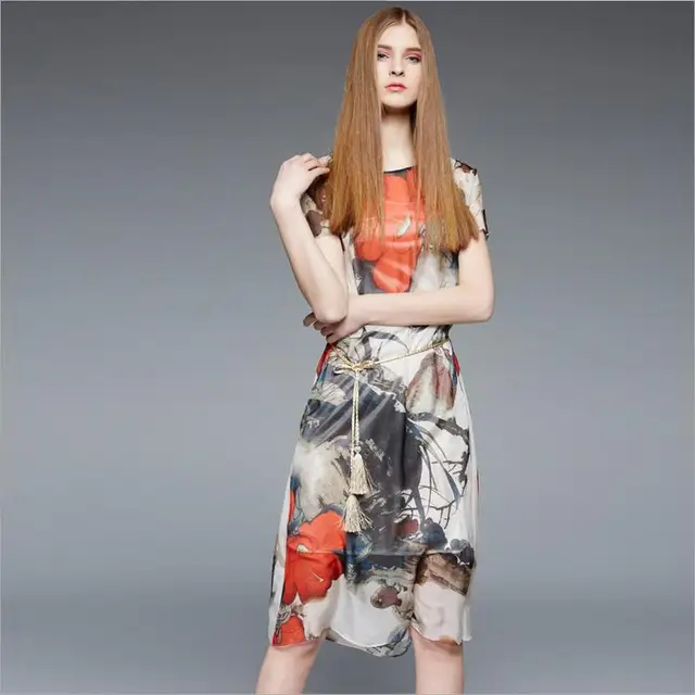 100 Silk 2017 Spring Summer Womens Fashion National Trend Chinese Style Printed O Neck 100 Silk 2017 Spring Summer Womens Fashion National Trend Chinese Style Printed O Neck