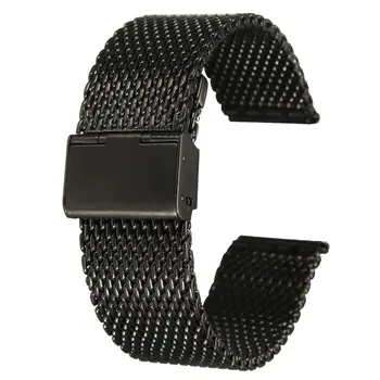 

Practical 22mm Unisex Stainless Steel Chainmail Watch Strap Band New Year Gift black