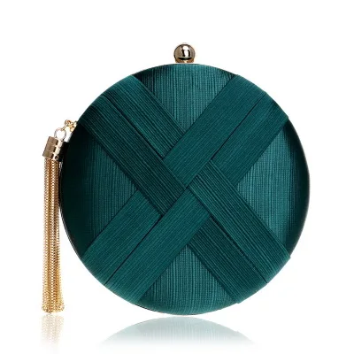 

New Silk-Like Evening Bag Ms. Europe And America Evening-Packed Round-Shaped Banquet Fringe Handbags