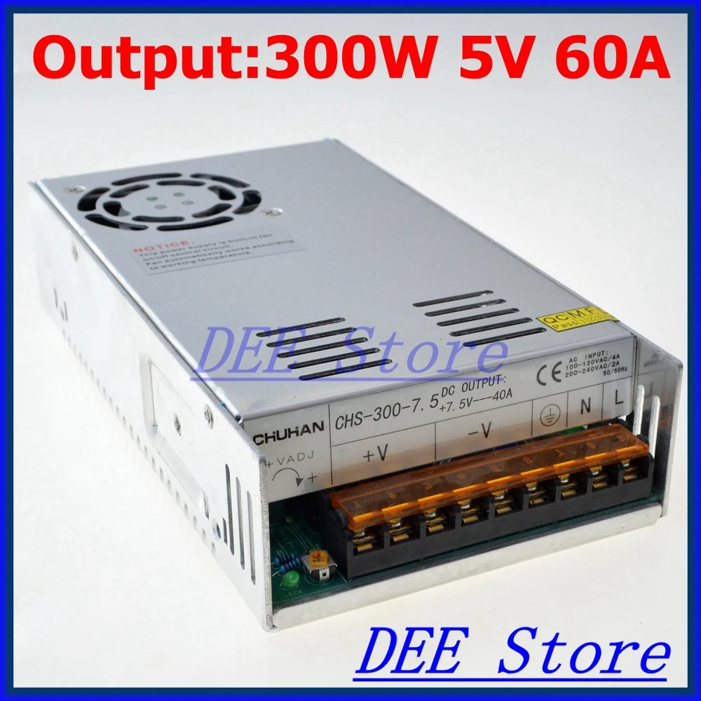

Led driver 300W 5V 60A Single Output ac 110v 220v to dc 5v Switching power supply unit for LED Strip light