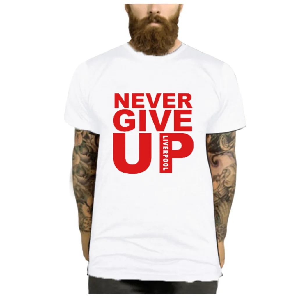 Мужская футболка с круглым вырезом Never Give Up Повседневная короткими рукавами и