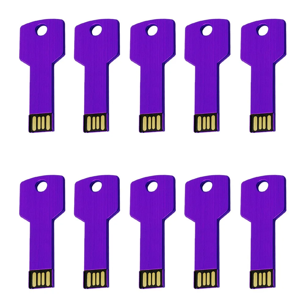 

J-boxing 10PCS USB Flash Memory Stick Key Shape Pendrives 1G 2G 4G Thumb Pen Drive for PC Tablet Mac 8G 16G 32G USB Stick Purple