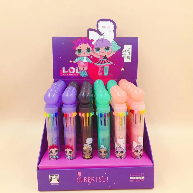 

4 Pcs Creative Kawaii Funny Girl Cartoon 10 Colors Chunky Ballpoint Pen School Office Supply Gift Stationery Papelaria Escolar