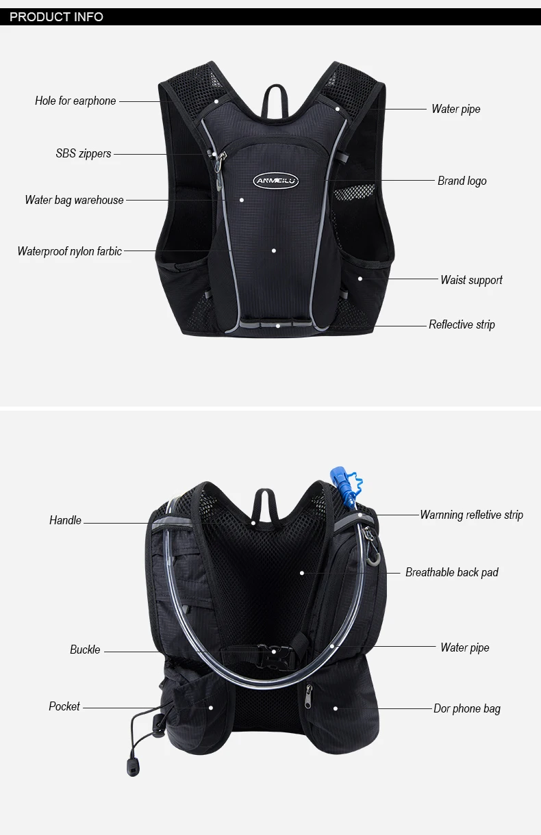 Легкий 5L Сумка для бега гидратации рюкзак марафон жилет-рюкзак против обезвоживания 1L сумка для воды Велоспорт сумка спортивный рюкзак, без воды сумка