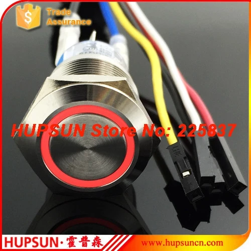 

3pc waterproof LED ring 5v 19mm metal momentary push button switch starter w/ 50cm computer wire non-locking for car computer