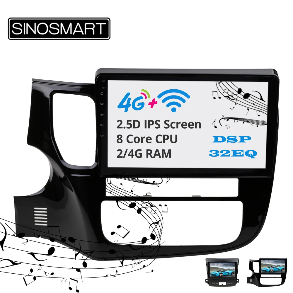 Best Sinosmart Android 8.1 2Din IPS/QLED 2.5D screen car gps multimedia radio navigation player for Mitsubishi Outlander 2008-2019 13