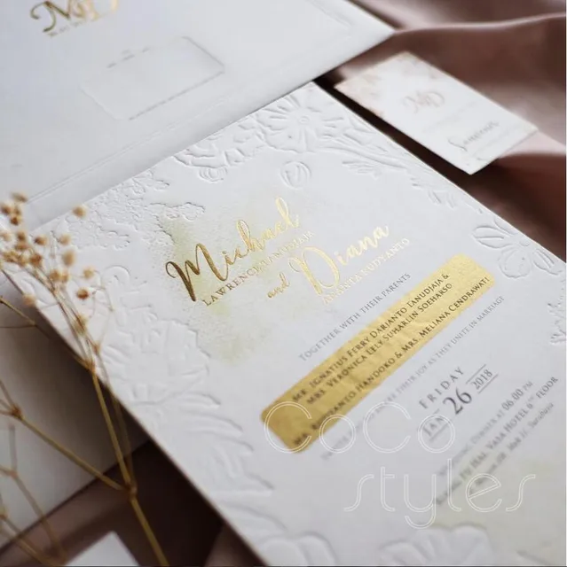 cocostyles custom high end velvet blind letterpress floral wedding high end invitation