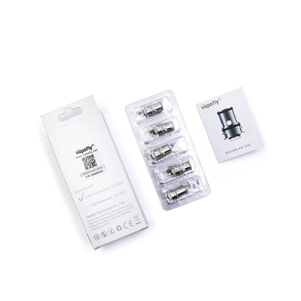 

5pcs-pack original Vapefly Nicolas Replacement Coil for vapefly nicolas tank 0.6ohm 1.8ohm Resistance MTL flavor tank