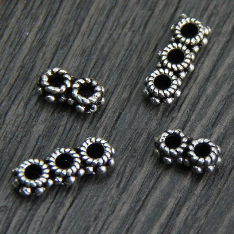 

100% 925 Sterling Silver 2 hole/3 hole Spacer Beads Fit Bracelets Handmade Multi-row Beaded Charm Jewelry DIY Connector Findings