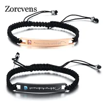 ZORCVENS, новинка, нержавеющая сталь, электрокардиограмма, пара браслетов, CZ камень, тканый браслет, свадебные ювелирные изделия, Прямая поставка