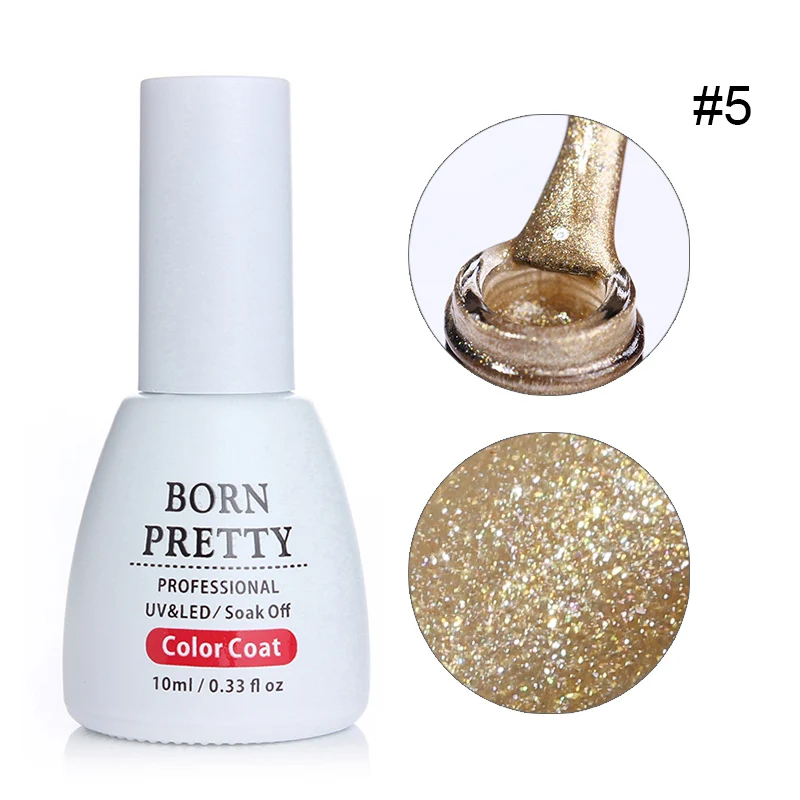 BORN PRETTY Holographic Glitter Nail Gel Polish 10ml Colorful Shining Soak Off UV Gel Vanish Manicure Nail Art UV Gel Polish