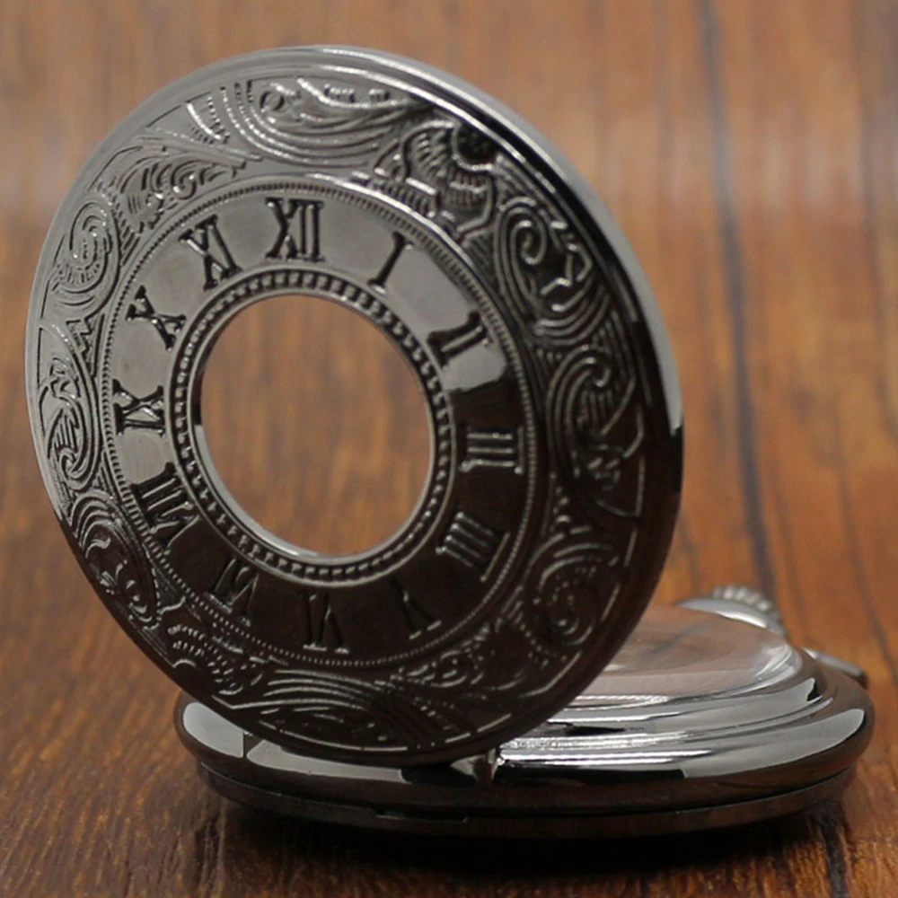 Exquisite Caving Design Automatic Mechanical Pocket Watch Gift Set for Men Women Mini Hand Retrol Clock + Gift Bag Box Relogio (8)