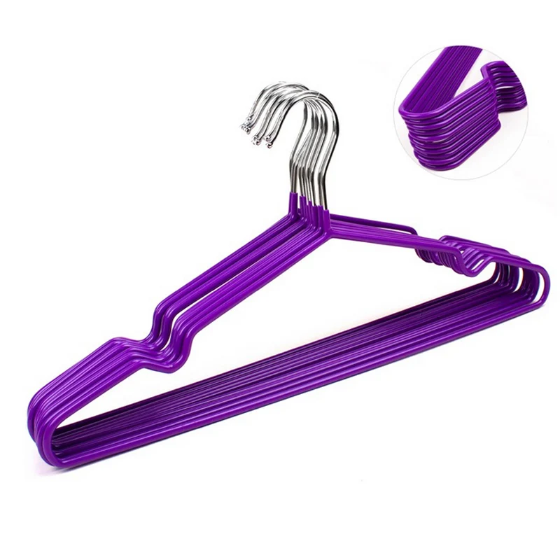 10pcs/lot Rubber& Stainless Steel Clothes Hanger Non-Slip Space Saving Clothes Hangers With Hook Closet Organizer Drying Racks